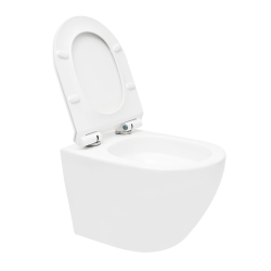 S-Line Pro WC suspendu sans bride Tornado Flush en céramique avec abattant SoftClose et fixations invisibles, blanc (WC01T)