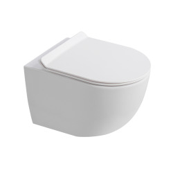 PixL WC suspendu en céramique Tornado Quiet Flush, fixations invisibles + abattant Soft-Close, Blanc mat (CEPX010RTORPWM)