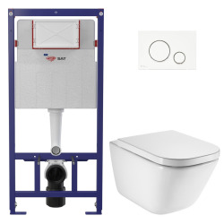 Pack WC bâti-support ECO 2L Swiss Aqua Technologies + WC suspendu Roca avec abattant SoftClose + plaque blanche (STEROGAWR03-FR)