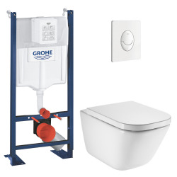 Pack WC bâti-support autoportant Rapid SL + WC suspendu Roca avec abattant SoftClose + plaque chrome (GRRROGAWR01-U)