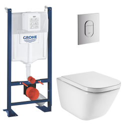 Pack WC bâti-support autoportant Rapid SL + WC suspendu Roca avec abattant SoftClose + plaque chrome (GRRROGAWR01-U)