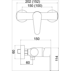 Mélangeur douche Novaservis Titania Fresh sans kit de douche 150 mm chrome 96061/1.0