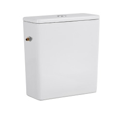 WC à poser sans bride en céramique avec abattant SoftClose + réservoir de chasse, alimentation latérale, blanc (CEPX030RREXVP)
