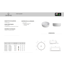  PixL 36 x 12,5 cm vasque à poser Infinitio, sans trop-plein, vert (CEPX3636GEM)