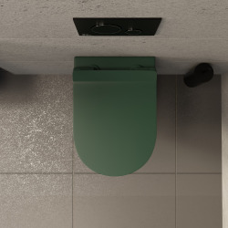 PixL WC suspendu en céramique Tornado Quiet Flush, fixations invisibles + abattant Soft-Close, Vert mat (CEPX010RTORPGEM)