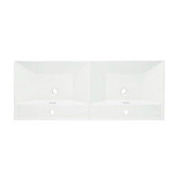B-Way 121x46 cm double vasque à encastrer en céramique avec deux trous pour la robinetterie, blanc (SATBW212046)