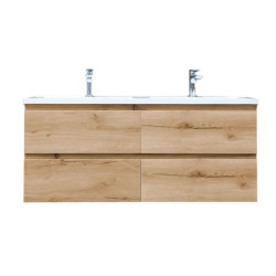 B-Way Meuble sous vasque, suspendu 119 × 50 × 45 cm sans vasque, chêne mat, 4 tiroirs BWAY2120OAK