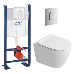 Rapid SL Pack WC bâti autoportant + WC suspendu sans bride Ceramia avec abattant SoftClose + plaque chrome (GRRCEPXWR01-FR)