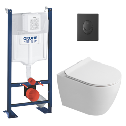 Rapid SL Pack WC bâti autoportant + WC suspendu sans bride Ceramia avec abattant SoftClose + plaque chrome (GRRCEPXWR01-FR)