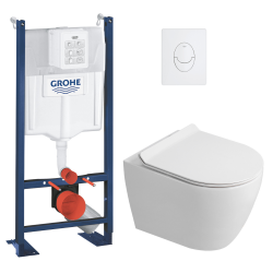Rapid SL Pack WC bâti autoportant + WC suspendu sans bride Ceramia avec abattant SoftClose + plaque chrome (GRRCEPXWR01-FR)