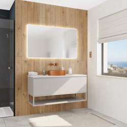 Ceramia Nouveau meuble de salle de bain 120 cm, certifié FSC, gris perle (CERAMIA-1LG120)