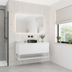 Ceramia Nouveau meuble de salle de bain 120 cm, certifié FSC, blanc cassé (CERAMIA-1OW120)