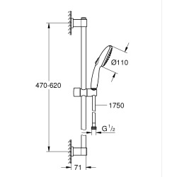 Vitalio Start 110 Set de douche avec barre + Douchette 2 jets, noir mat (279482431)