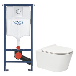 Solido pack WC kit bâti-support 4 en 1 + WC suspendu sans bride Ceramia avec abattant SoftClose + plaque (GRRCEPXWT14-FR)