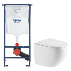 Solido pack WC kit bâti-support 4 en 1 + WC suspendu sans bride Ceramia avec abattant SoftClose + plaque (GRRCEPXWT14-FR)