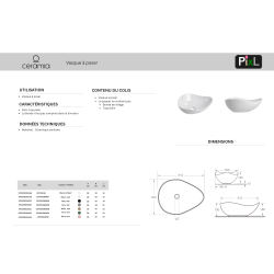 PixL 50,5 x 38 x 18 cm vasque à poser Infinitio, sans trop-plein, vert (CEPX5038GEM)