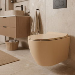 PixL WC suspendu en céramique Tornado Quiet Flush, fixations invisibles + abattant Soft-Close, Moka mat (CEPX010RTORPMOM)