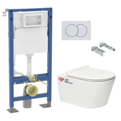Geberit Pack Bati Autoportant Geberit + WC sans bride Swiss Aqua Technologies Brevis + Abattant ultra-fin