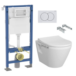 Pack Autoportant Bâti-support Duofix + WC suspendu Integra avec Abattant + Plaque blanche (IntegraClassicGebX)