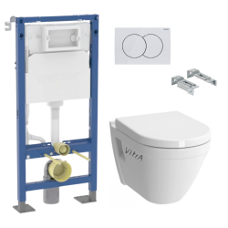 Geberit Pack Bati-support Geberit Autoportant Duofix + WC suspendu Vitra S50 + Abattant softclose + Plaque blanche (S50GebX)