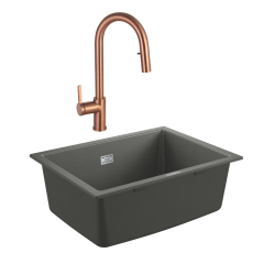 Grohe K700U evier composite + Ceramia Timeless mitigeur (G31655TML2BCP-SET)