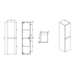 B-Way 30x133x35 cm meuble de salle de bain suspendu haut en bois, blanc brillant (BWAY35W)