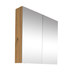 B-Way 80x75 cm armoire de salle de bain en chêne lamellé-collé avec miroir intégré (BWAY80CABOAK)