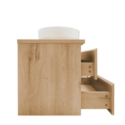 B-Way 119x50x45 cm meuble de salle de bain suspendu avec plaque de recouvrement, 4 tiroirs, chêne mat (BWAY2120OAKDESK)