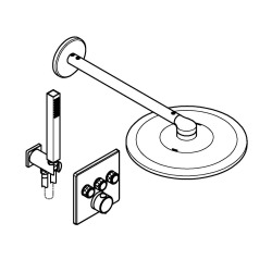 Precision SmartControl Set de douche encastrée façade thermostatique + Douche de tête 2 jets + Douchette, chrome (G34875000)