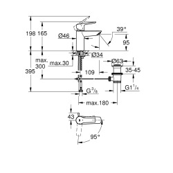 START Mitigeur Monocommande de lavabo, Avec vidage, Taille S,  Chrome (31137002)