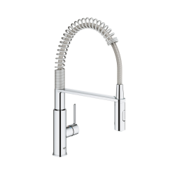 Grohe Get Mitigeur monocommande cuisine semi-pro avec ressort et douchette 2 jets, Chrome (30361000)