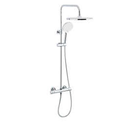 Pack Douche Complet – Paroi Walk-In 100x200 Chrome + Colonne SAT 3 Jets + Receveur Marbre Coulé Blanc 120x80 (SAT100C7PR128W)