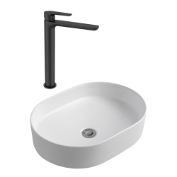 PixL 50x36,5x13,5 cm vasque à poser + Swiss Aqua Technologies Mood mitigeur lavabo XL + Ceramia PixL bonde (CEPX50WMSAT285C)