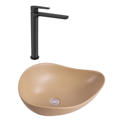 PixL 50,5x38x18 cm vasque à poser + Swiss Aqua Technologies Mood mitigeur lavabo XL + Ceramia PixL bonde (CEPX505MOMSAT285C)