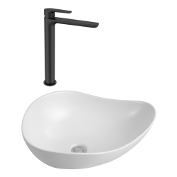 PixL 50,5x38x18 cm vasque à poser + Swiss Aqua Technologies Mood mitigeur lavabo XL + Ceramia PixL bonde (CEPX505WMSAT285C)