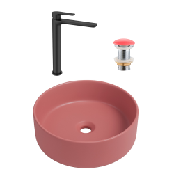 PixL 36x36x13,5 cm vasque à poser + Swiss Aqua Technologies Mood mitigeur lavabo XL + Ceramia PixL bonde (CEPX36PMSAT285C)