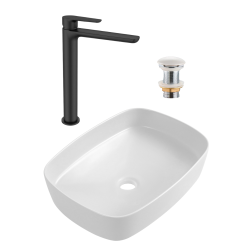 PixL 49,5x37,5x13,5 cm vasque à poser + Swiss Aqua Technologies Mood mitigeur lavabo XL + Ceramia PixL bonde (CEPX49WMSAT285C)