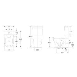 Project cuvette WC à poser sans bride en céramique (réservoir non fourni), blanc (SATPRO31M)
