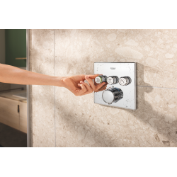 Precision SmartControl Set de douche encastrée façade thermostatique + Douche de tête 2 jets + Douchette, chrome (G34875000)