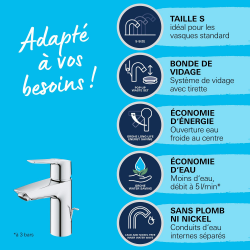 START Mitigeur Monocommande de lavabo, Taille S, Chrome (23550002)