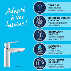 Start Mitigeur monocommande Lavabo Taille M, Chrome (24204002)