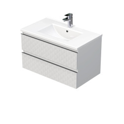 Cube Way 80x47,5x46 cm set meuble de salle de bain mural + lavabo 81x46 cm en céramique, blanc (CUBE3D802ZBMOD)