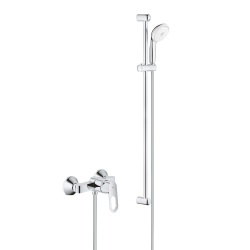 Pack Douche Complet – Paroi Walk-In 120x200 Chrome + Colonne Grohe Tempesta 3 Jets + Receveur Marbre Coulé Blanc 120x90 (SAT120C