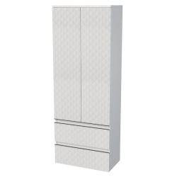 Cube Way 60x163x33 cm armoire de salle de bain suspendue haute avec décor pyramidal 3D, blanc mat (CUBE3DV602D2ZBP)