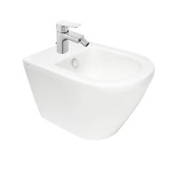 Vitra Integra bidet suspendu 35,5x54 cm + trop-plein + Optima Cube Way by Siko Mitigeur bidet (7042-0288CU235)
