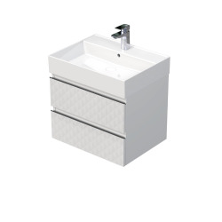 Cube Way 100x47,5x46 cm meuble de salle de bain suspendu 2 tiroirs avec lavabo en céramique, blanc mat (CUBE3D461002ZBSAT)