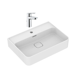Strada II lavabo 600x430 mm 1 trou + Grohe mitigeur monocommande lavabo taille S, chrome (T300001G23328000)