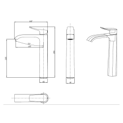  Infinitio mitigeur de lavabo haut, sans vidage, noir mat (SATBSINF285C)