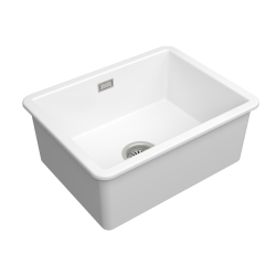 Swiss Aqua Technologies Infinitio 55,5x43x22 cm évier de cuisine simple à encastrer en céramique, avec trop-plein, sans siphon, blanc (SATSINK5543)