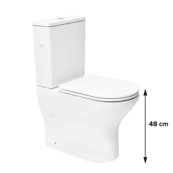 Brevis Combi WC à poser sans bride en céramique compatible PMR avec abattant SoftClose, blanc (SATBRE033RREXVPP)